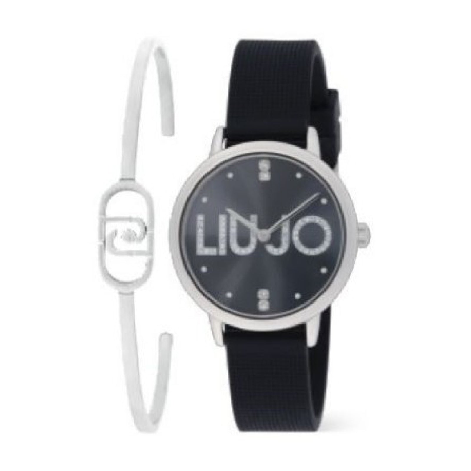 Set donna orologio e bracciale Liu Jo in acciaio silicone nero MISURA UNICA