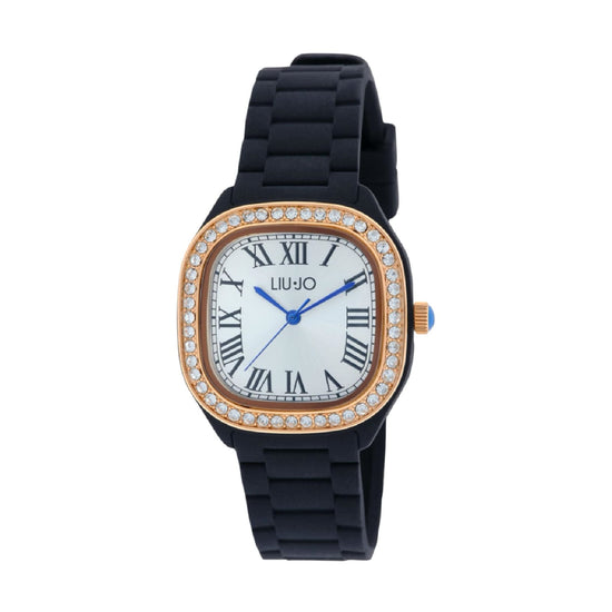 Orologio solo tempo Liu Jo silicone nero e dettagli oro rosa MISURA UNICA