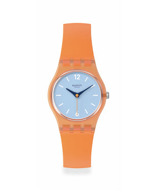 Orologio solo tempo da donna Swatch Essentials con cassa 25mm in plastica e cinturino in silicone arancione LO116