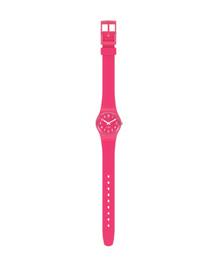 Orologio solo tempo Swatch Core Back to Pink Berry da donna con cassa in plastica di 25mm e cinturino in silicone fucsia LR123C