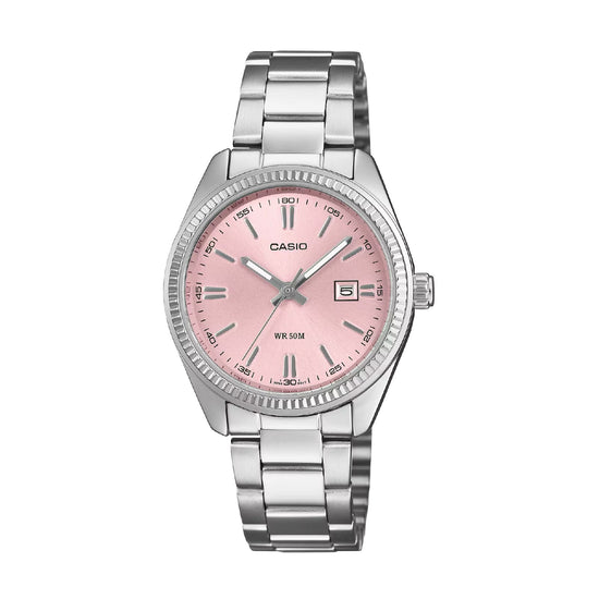 Orologio analogico Casio Timeless con quadrante rosa