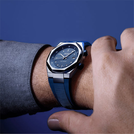 Orologio MIDO Multifort in acciaio e gomma di colore blu MISURA UNICA