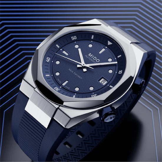 Orologio MIDO Multifort in acciaio e gomma di colore blu MISURA UNICA