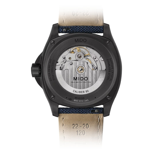 Orologio automatico da uomo MIDO in acciaio e tessuto blu MISURA UNICA