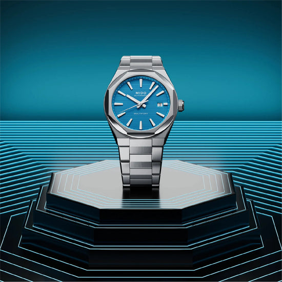 Orologio Mido Multifort 8 One Crown quadrante azzurro 38x40mm MISURA UNICA