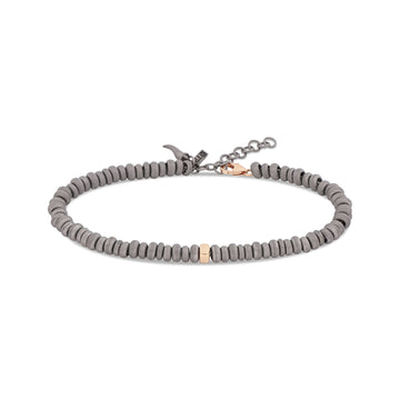 Bracciale catena Mano J in titanio e oro rosso 9kt con anellini 21 cm