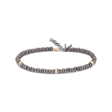 Bracciale Mano J in titanio e oro rosso 9kt anellini e rondelle 21 cm