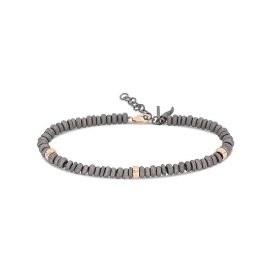 Bracciale Mano J in titanio e oro rosso 9kt anellini e rondelle 21 cm