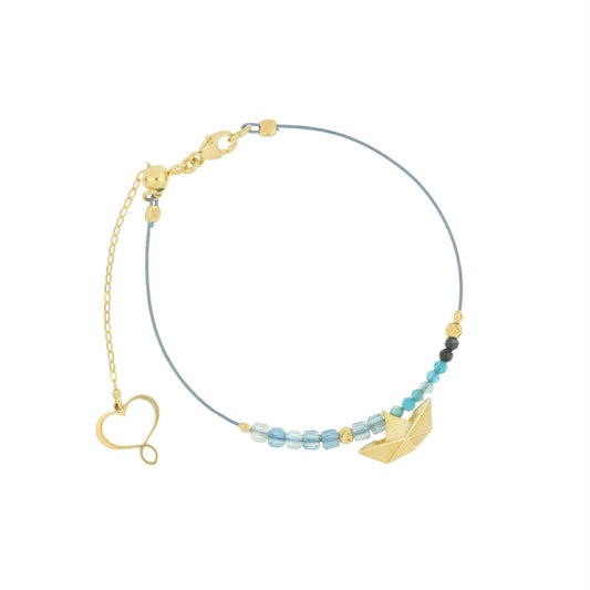 Bracciale Maman et Sophie in argento con barchetta e pietre 18,5 cm