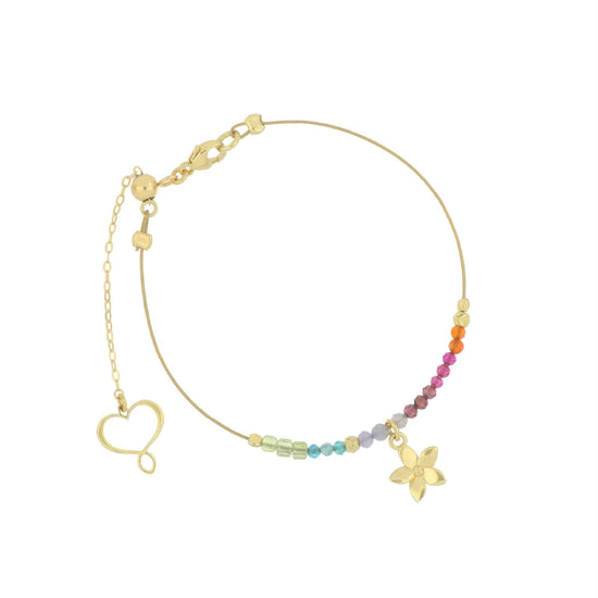 Bracciale Maman et Sophie in argento fiore e pietre colorate 18,5 cm