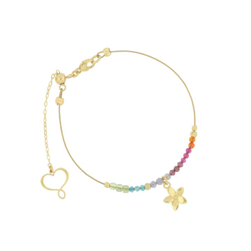 Bracciale Maman et Sophie in argento fiore e pietre colorate 18,5 cm