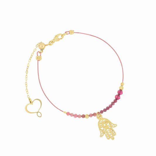 Bracciale Maman et Sophie in argento mano di Fatima e pietre 18,5 cm