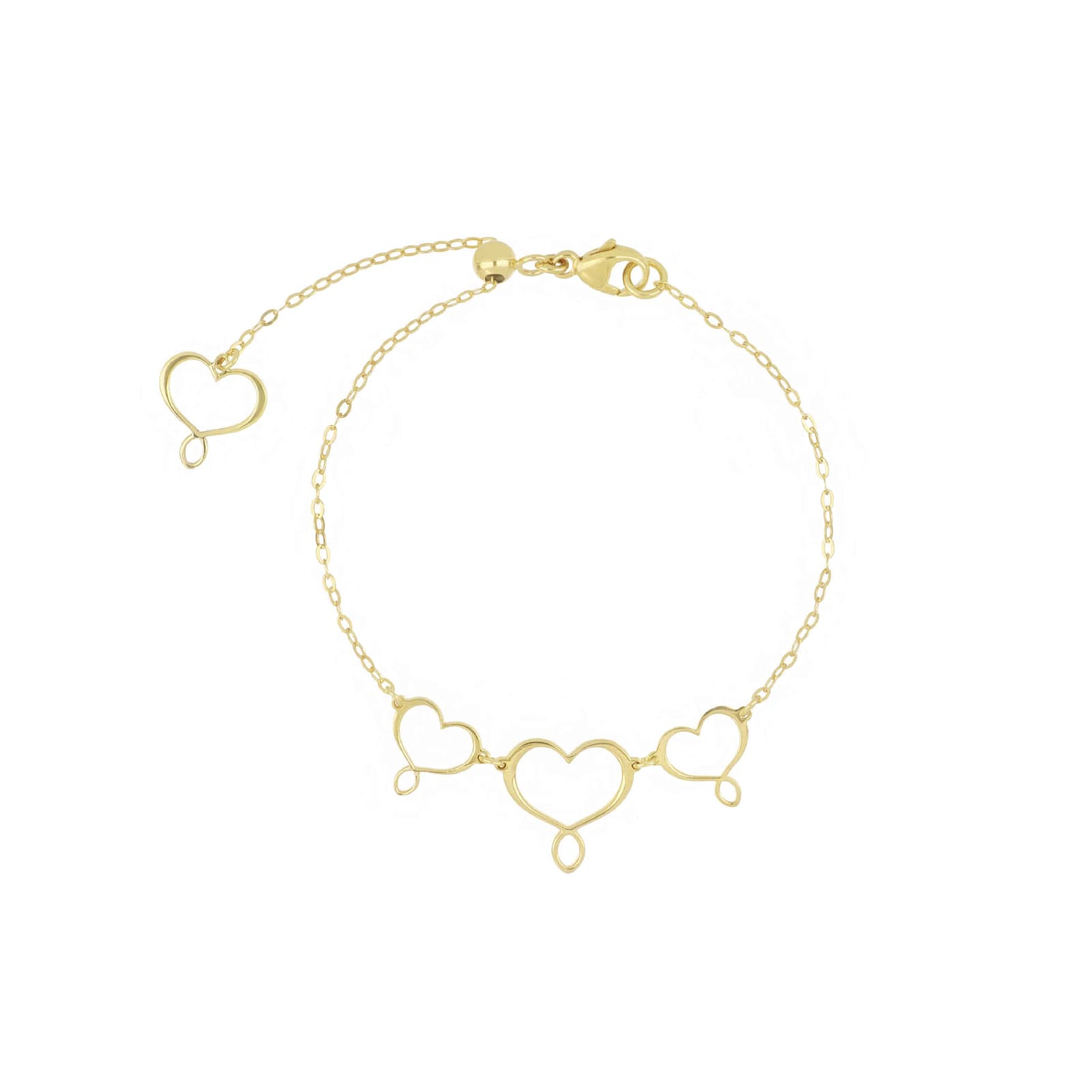 Bracciale catena Maman et Sophie in argento dorato tre cuori 18 cm
