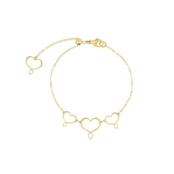 Bracciale catena Maman et Sophie in argento dorato tre cuori 18 cm