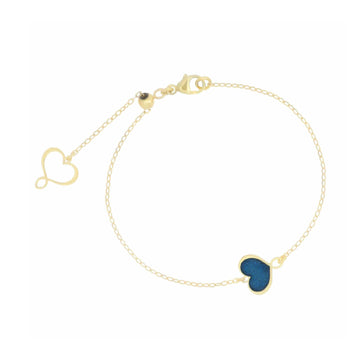 Bracciale catena Maman et Sophie in argento dorato cuore blu 18 cm