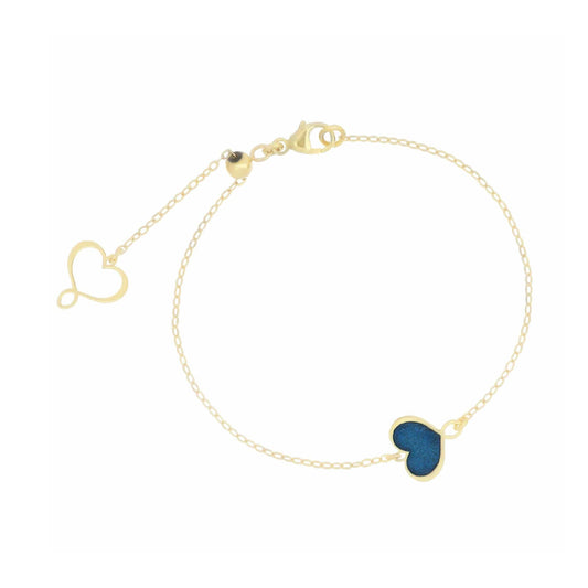 Bracciale catena Maman et Sophie in argento dorato cuore blu 18 cm