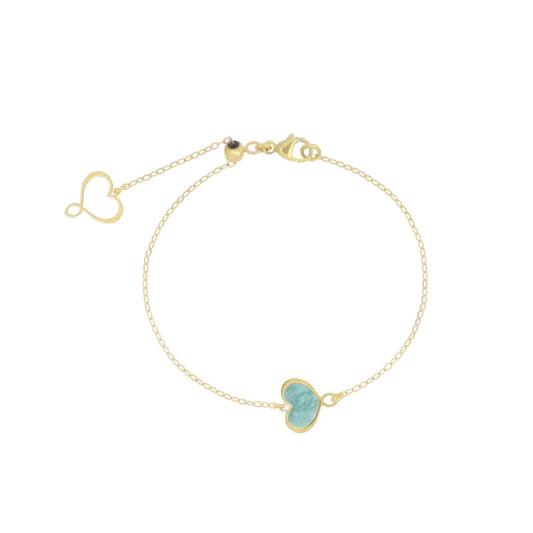 Bracciale Maman et Sophie in argento dorato con cuore turchese 18 cm