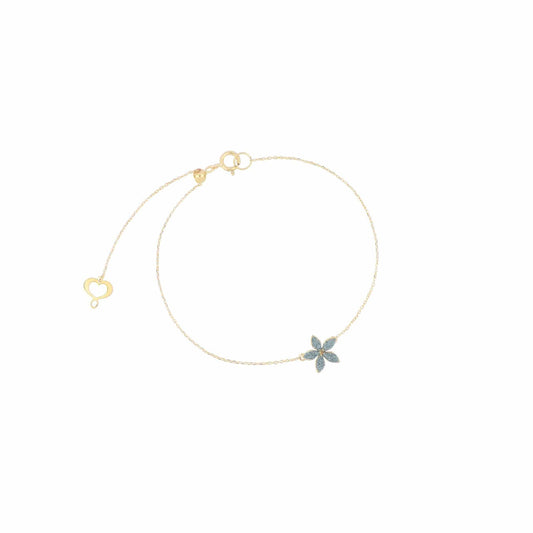 Bracciale Maman et Sophie oro fiore celeste polvere diamanti 18 cm