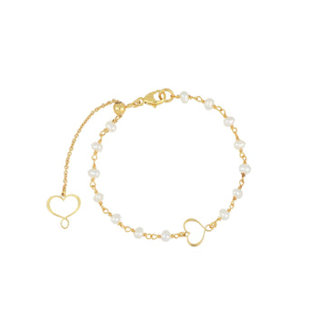 Bracciale catena Maman et Sophie in argeto pvd oro e perle 18 cm