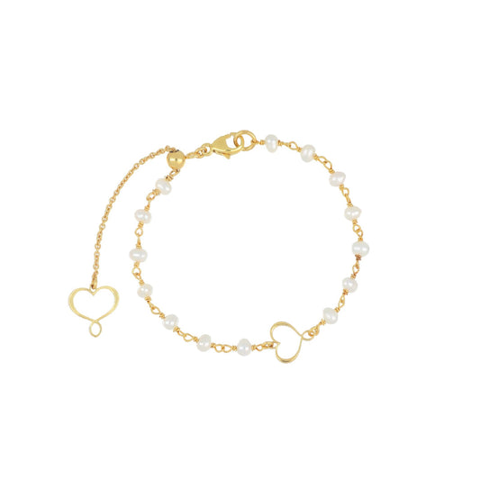 Bracciale catena Maman et Sophie in argeto pvd oro e perle 18 cm