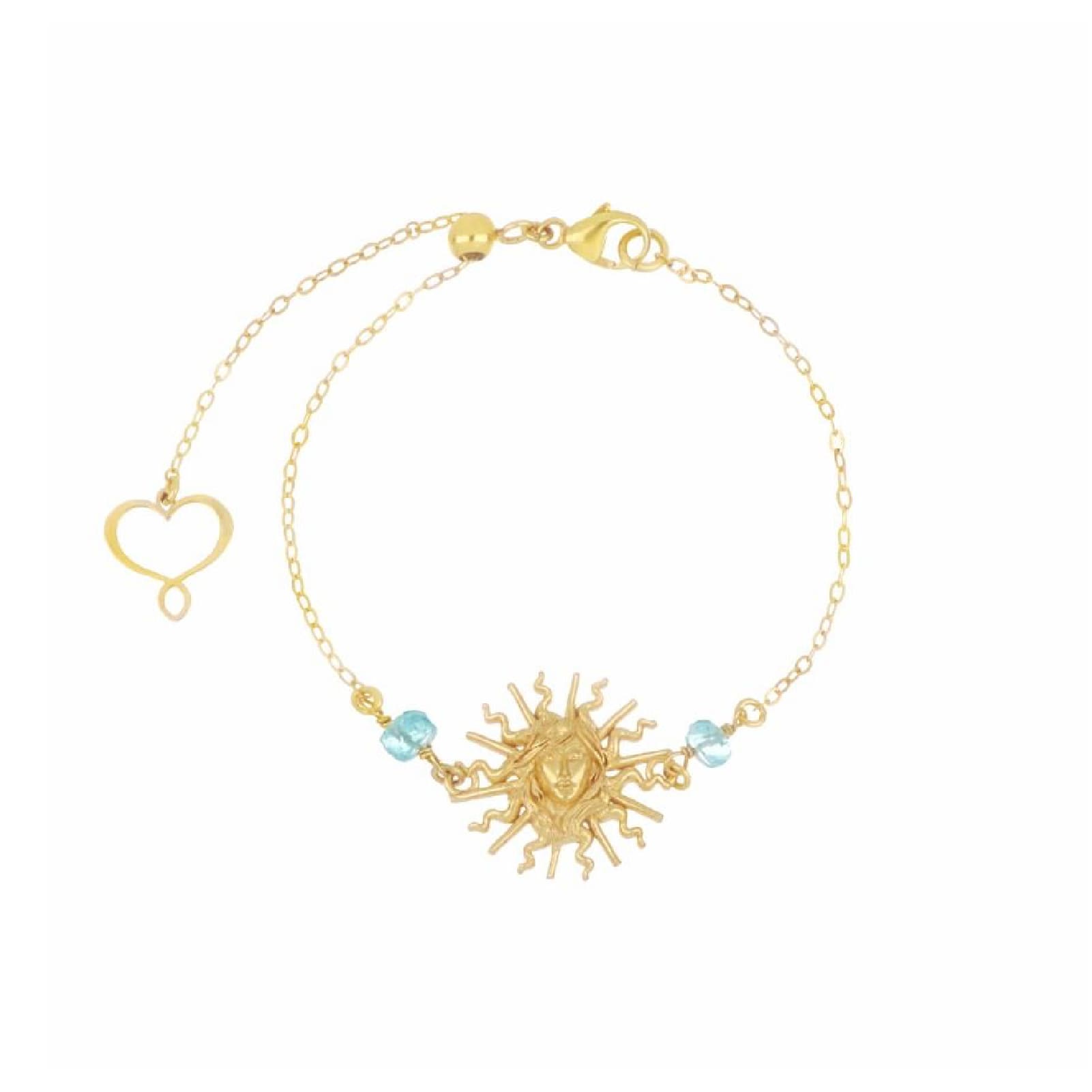 Bracciale Maman et Sophie in argento dorato con sole e pietre 18 cm