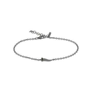 Bracciale catena Mano J in titanio con cornetto e diamanti 21 cm