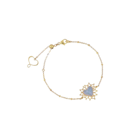 Bracciale catena Maman et Sophie argeto pvd oro cuore sacro 18 cm