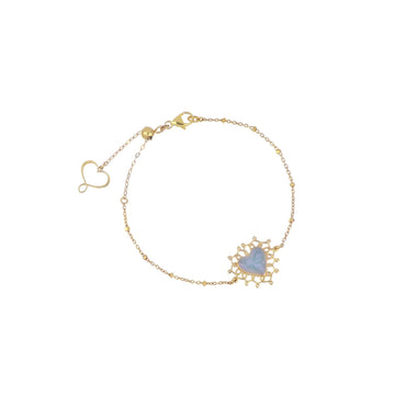 Bracciale catena Maman et Sophie argeto pvd oro cuore sacro 18 cm