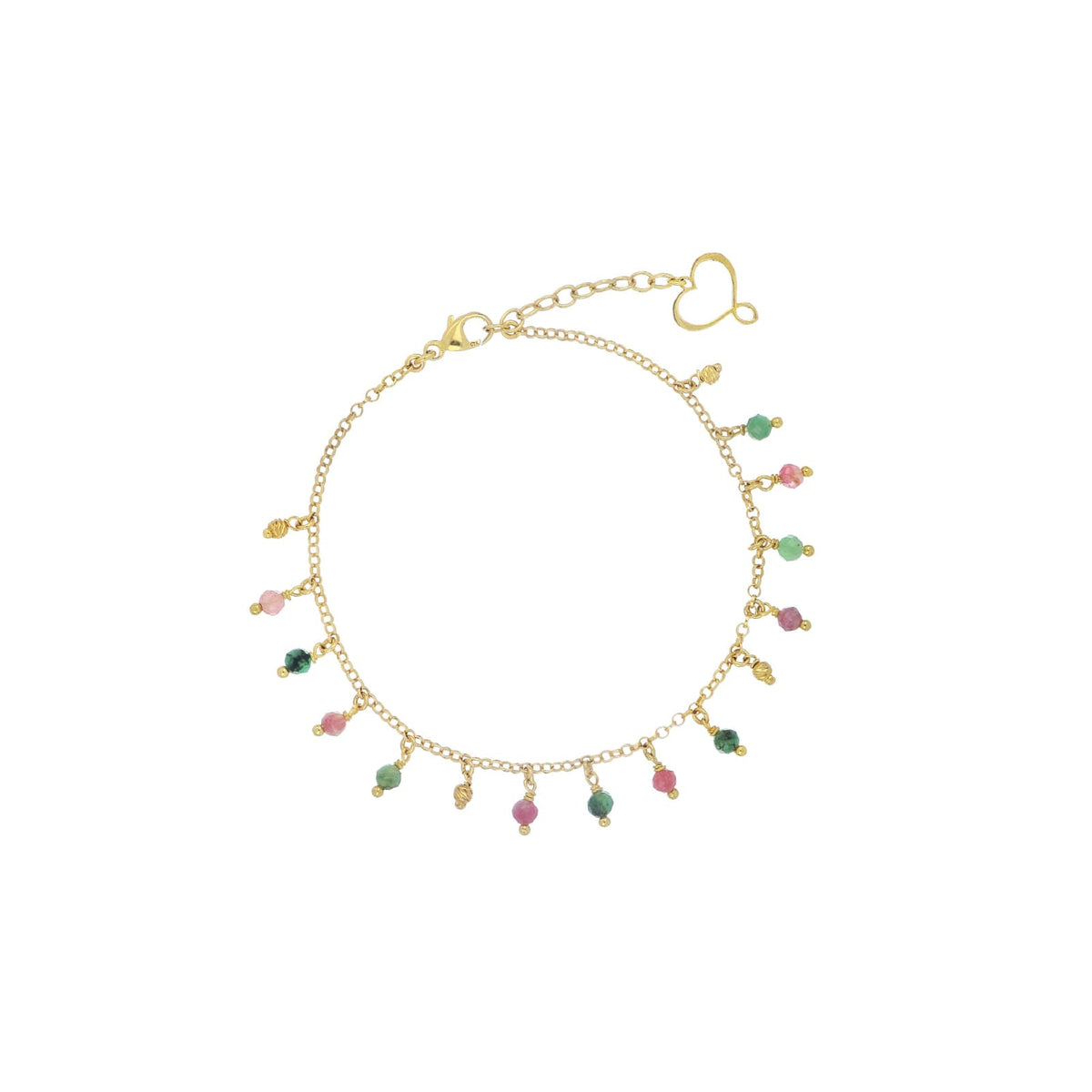 Bracciale catena Maman et Sophie in argeto pvd oro e frange 20,5 cm