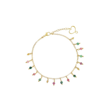 Bracciale catena Maman et Sophie in argeto pvd oro e frange 20,5 cm