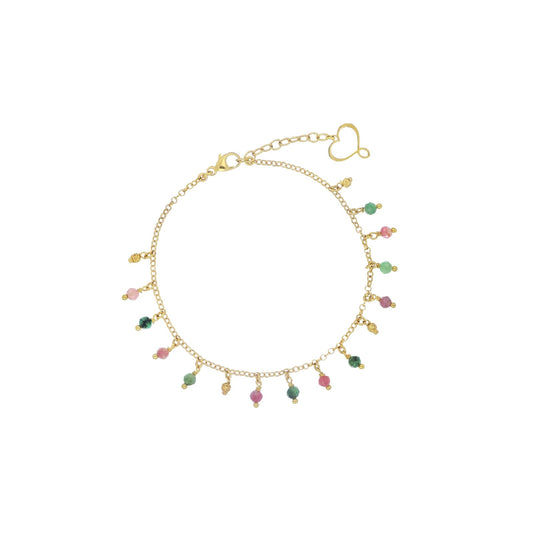Bracciale catena Maman et Sophie in argeto pvd oro e frange 20,5 cm
