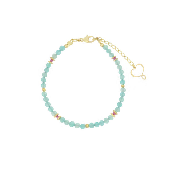 Bracciale Maman et Sophie in argento dorato con amazzonite 21 cm