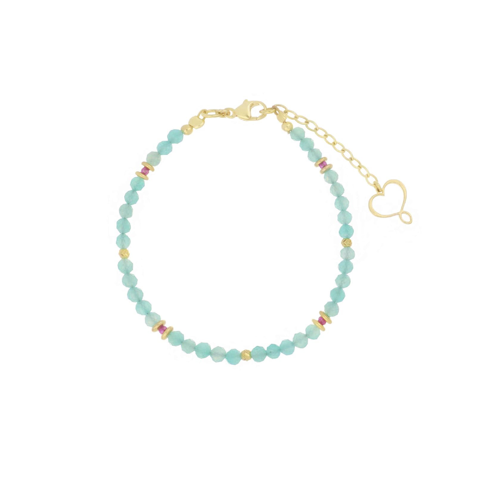 Bracciale Maman et Sophie in argento dorato con amazzonite 21 cm