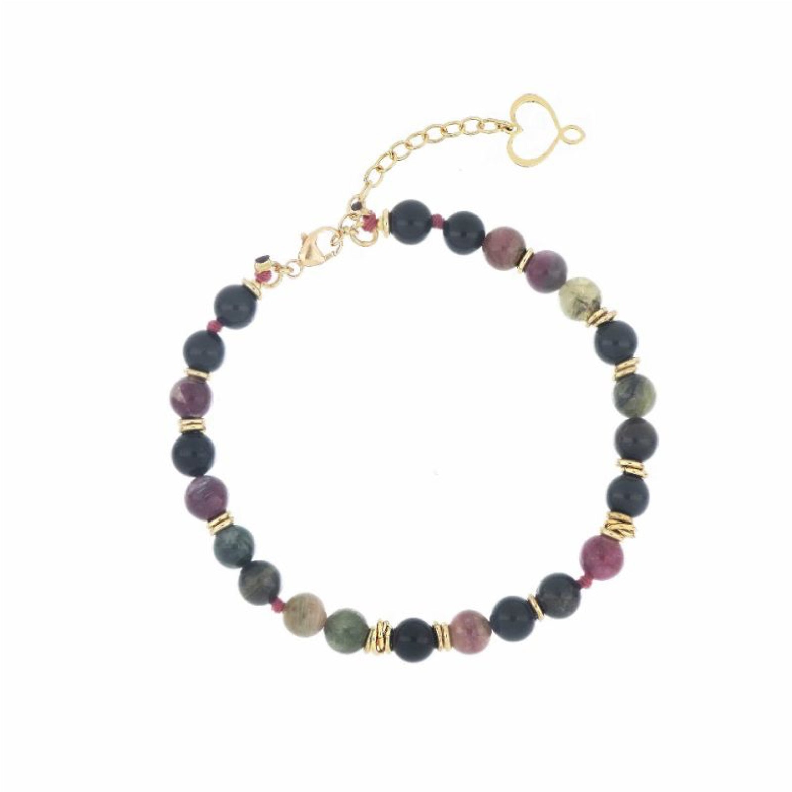 Bracciale Maman et Sophie argento e tormalina multicolor Regolabile 16,5-20,5 cm