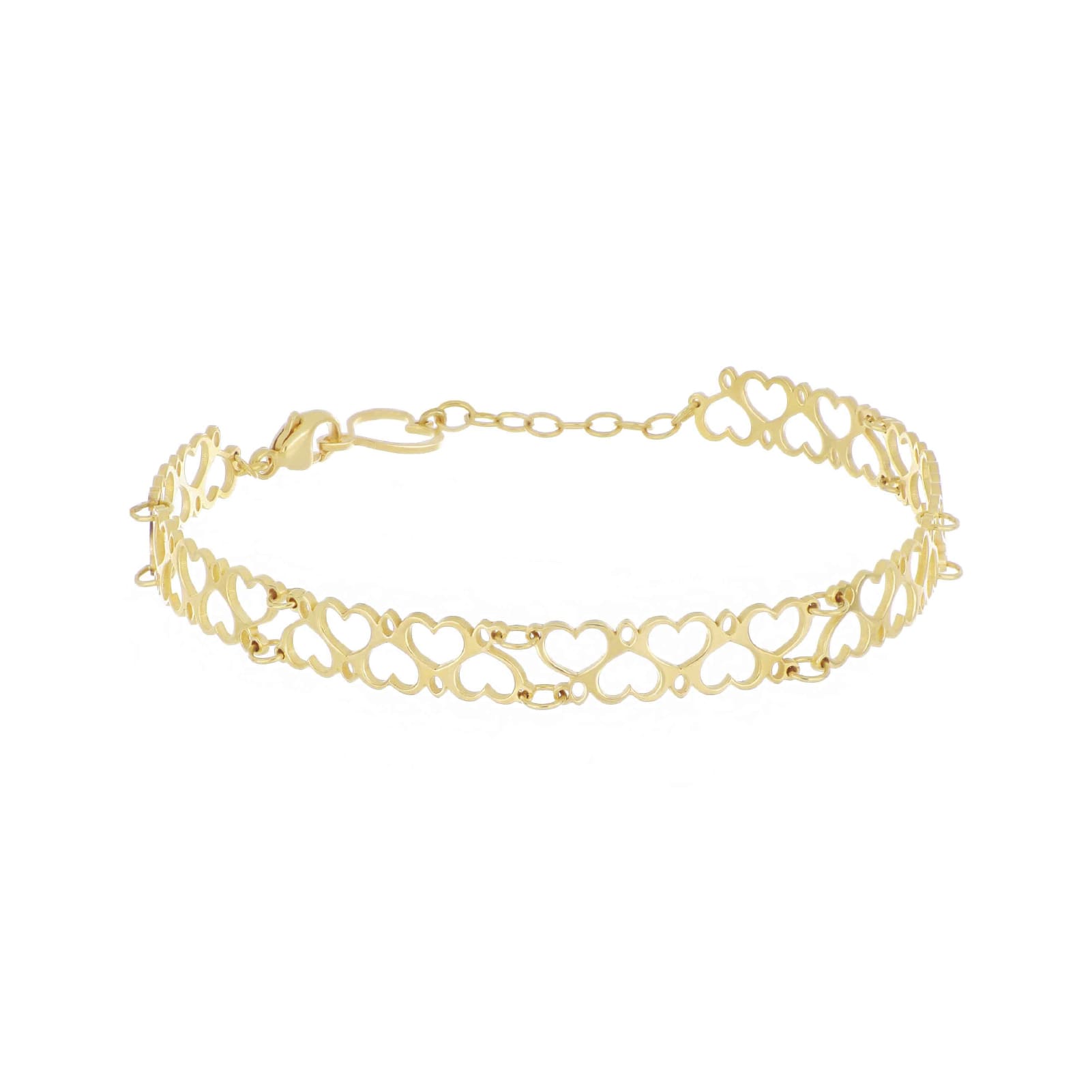Bracciale semirigido Maman et Sophie in argento dorato cuori 20 cm