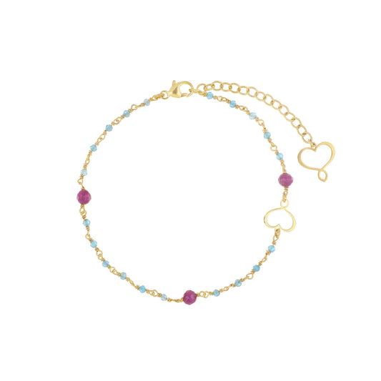 Bracciale Maman et Sophie Rosari in argento dorato con apatite 22 cm