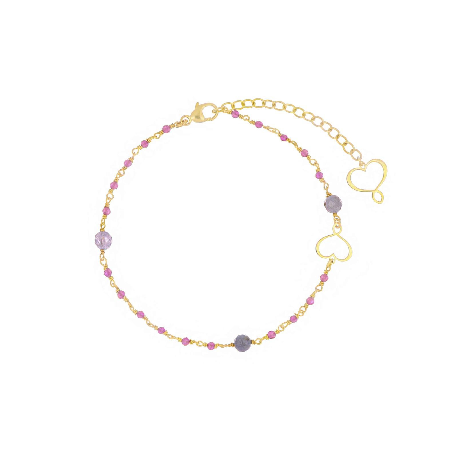 Bracciale Maman et Sophie Rosari in argento dorato pietre viola 22 cm