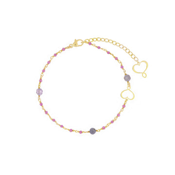 Bracciale Maman et Sophie Rosari in argento dorato pietre viola 22 cm