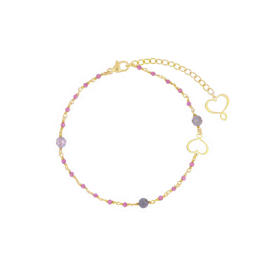Bracciale Maman et Sophie Rosari in argento dorato pietre viola 22 cm