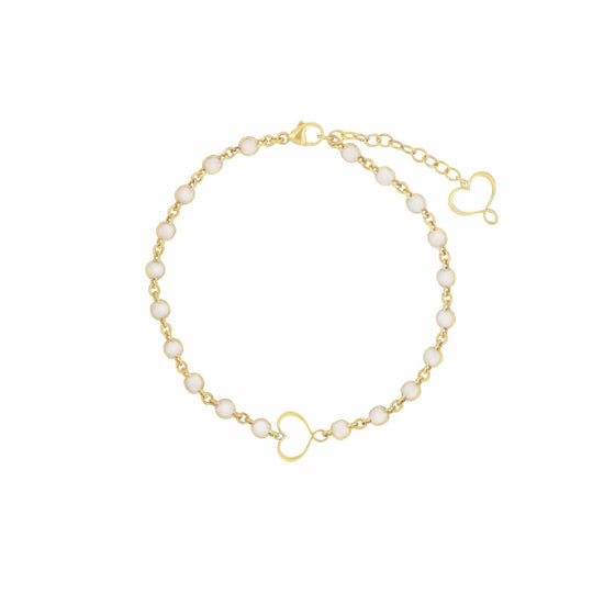 Bracciale Maman et Sophie argento dorato con smalto perlato Regolabile 17-21 cm