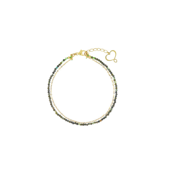 Bracciale catena Maman et Sophie in argeto pvd oro e pietre 21 cm