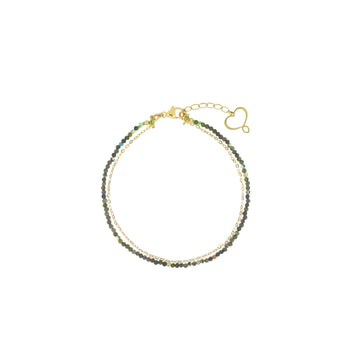 Bracciale catena Maman et Sophie in argeto pvd oro e pietre 21 cm
