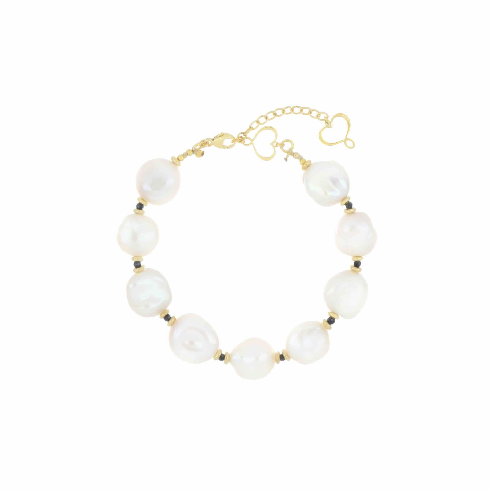 Bracciale Maman et Sophie in argento dorato perle e spinello regolabile 17,5-23 cm