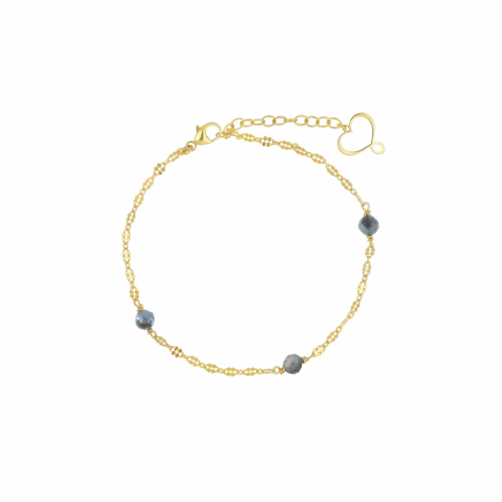 Bracciale catena Maman et Sophie argento dorato e acquamarina Regolabile 18-22 cm