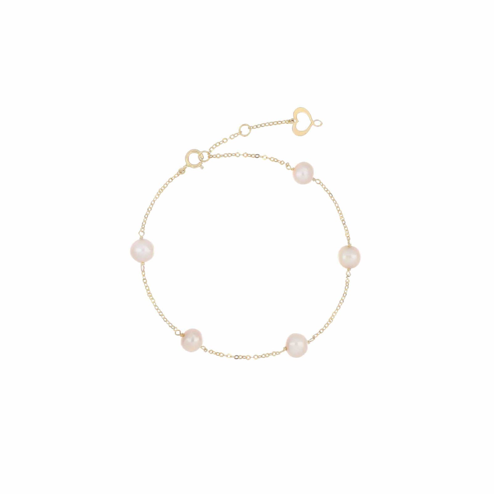 Bracciale Maman et Sophie in oro 18k con perle ovali rosa Regolabile 17-20 cm