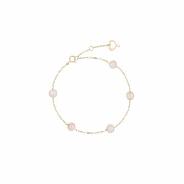 Bracciale Maman et Sophie in oro 18k con perle ovali rosa Regolabile 17-20 cm
