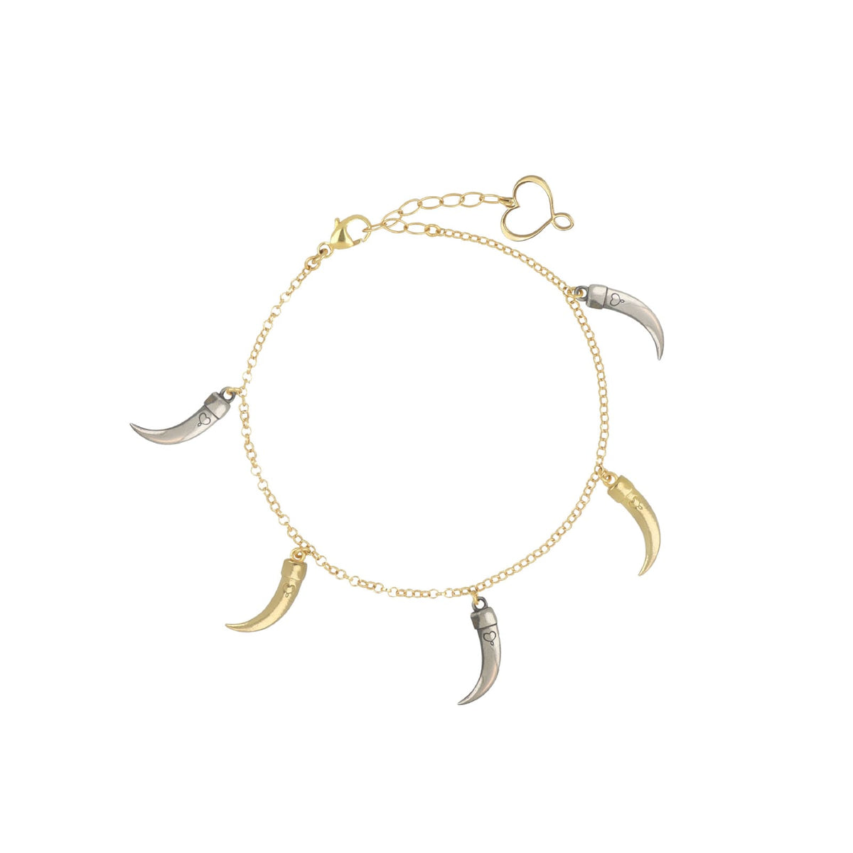 Bracciale catena Maman et Sophie argento pvd oro zanne 20,5 cm