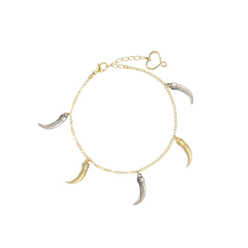 Bracciale catena Maman et Sophie argento pvd oro zanne 20,5 cm
