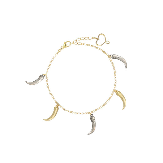 Bracciale catena Maman et Sophie argento pvd oro zanne 20,5 cm