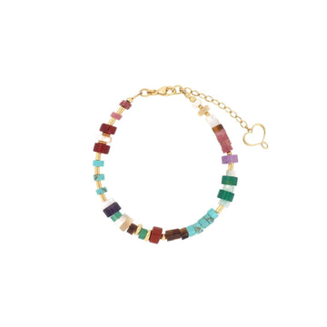 Bracciale catena Maman et Sophie con pietre naturali colorate Regolabile 17,5-21,5 cm